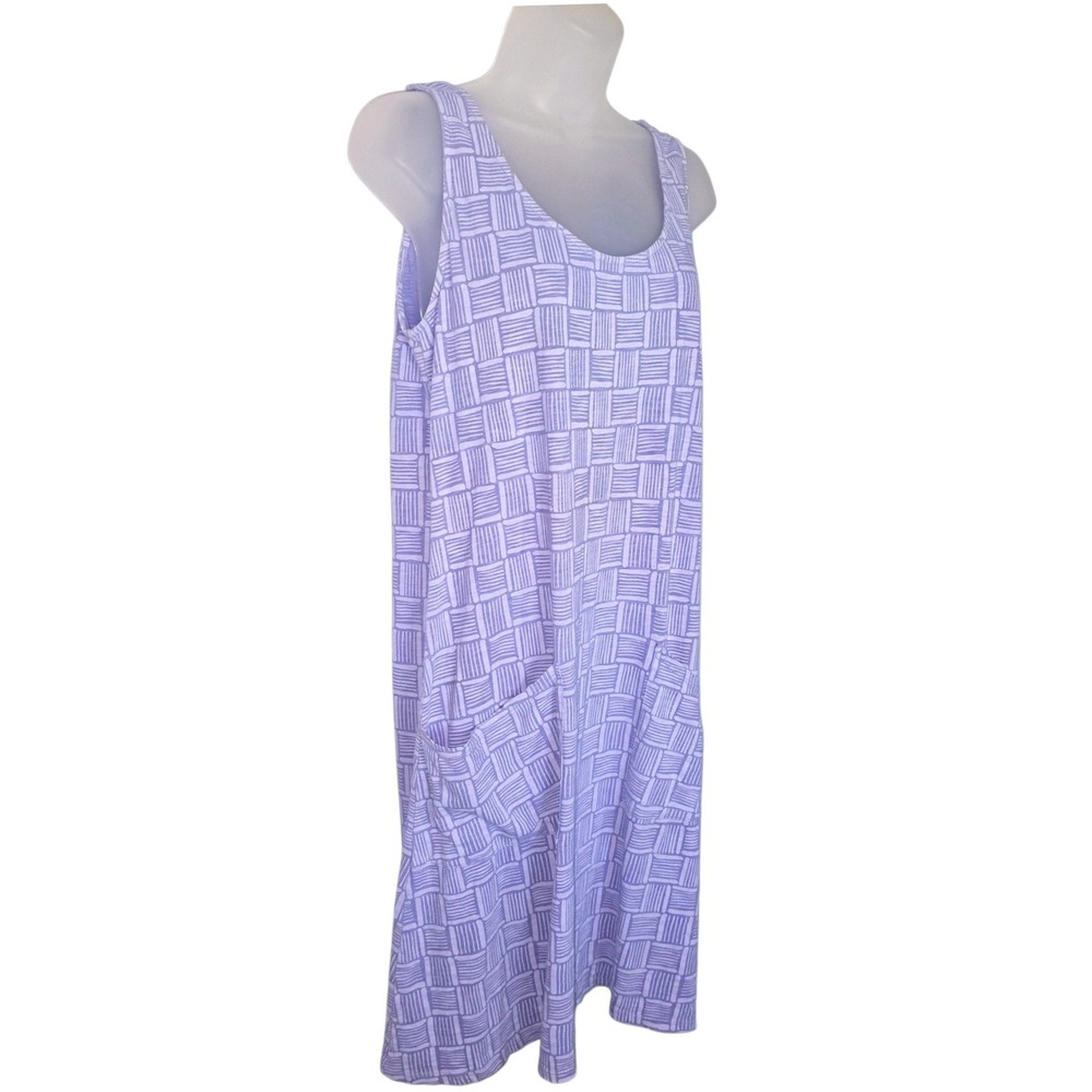 Fresh Produce Lavender Drape Dress Pockets Cotton Boho Coastal Grandma Sz SM